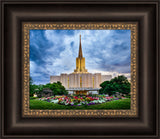 Jordan River Temple - Stormy Garden 13x15 framed textured print dark brown frame