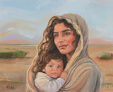 Mary holding baby Jesus.