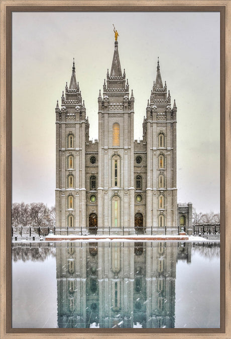 Salt Lake Temple - Snowfall Reflection