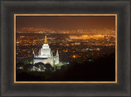 Oakland Temple - Night with Bay