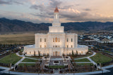 The Deseret Peak Utah Temple with the mountains.