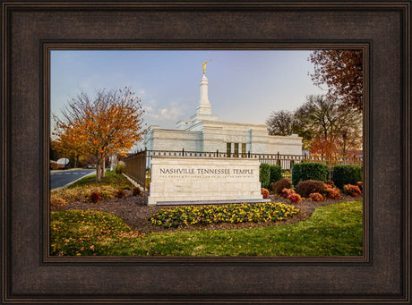 Nashville Temple - Sign in Fall