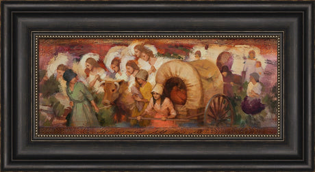 Angels helping women pioneers pull handcarts across the plains. Art 5