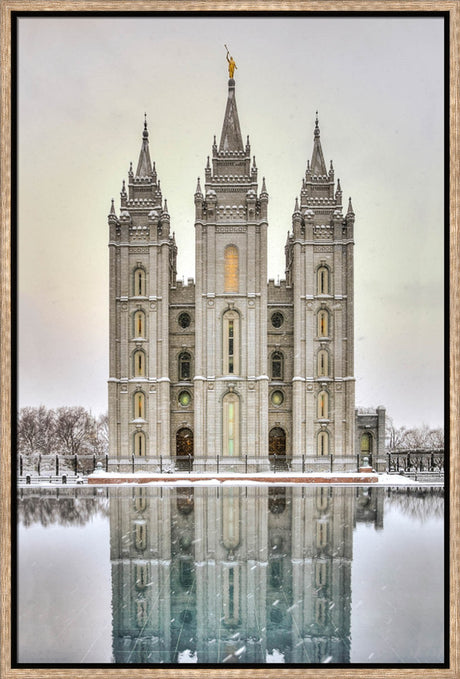 Salt Lake Temple - Snowfall Reflection