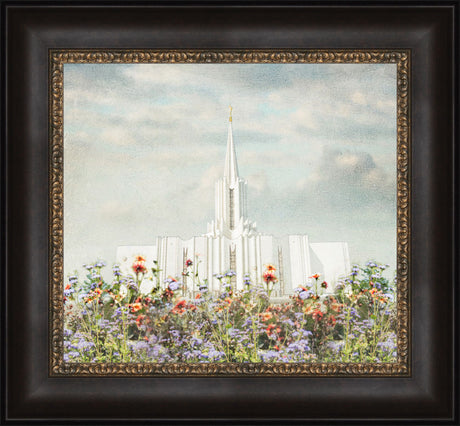 Jordan River Temple - Floral Pastel by Mandy Jane Williams