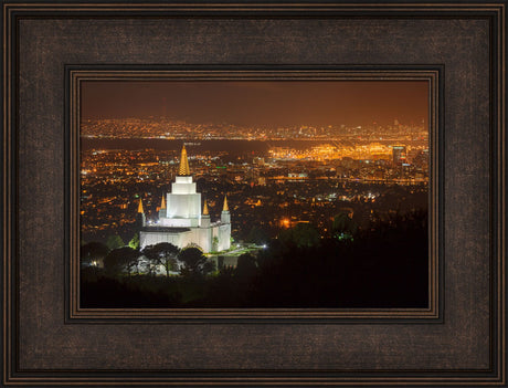 Oakland Temple - Night with Bay
