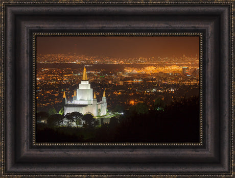Oakland Temple - Night with Bay
