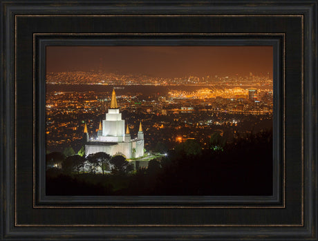 Oakland Temple - Night with Bay