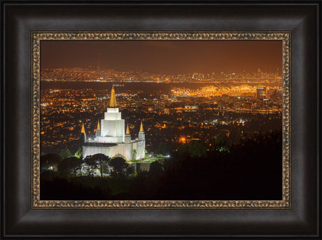 Oakland Temple - Night with Bay