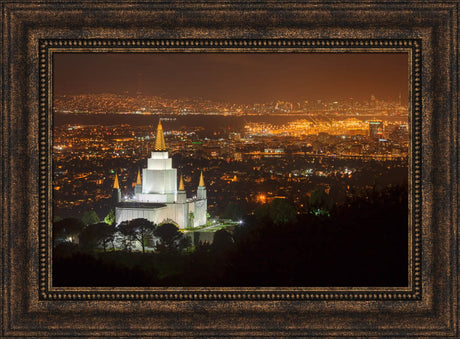 Oakland Temple - Night with Bay