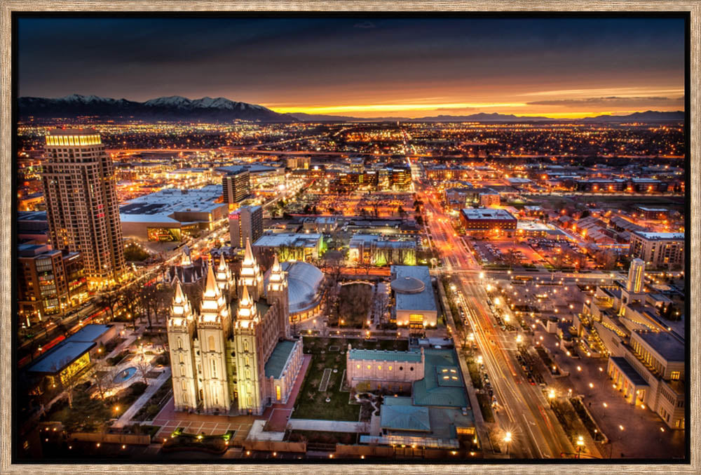 Salt Lake Temple - Sunset Cityscape