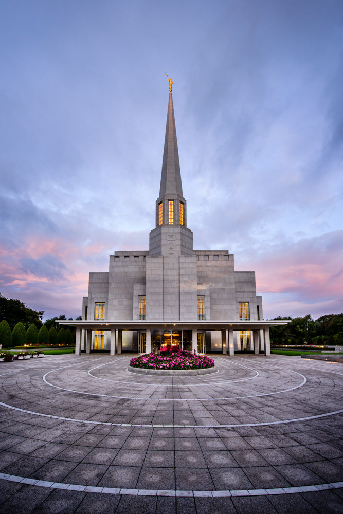 Preston Temple - Courtyard Sunrise