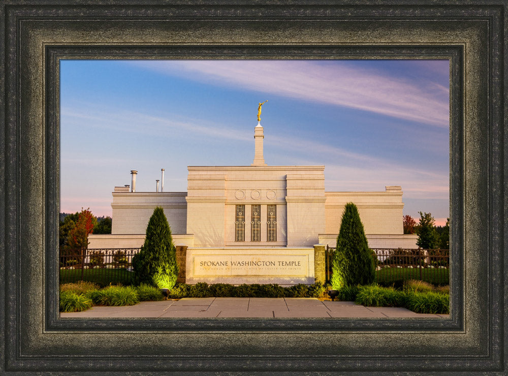 Spokane Temple - Sign with Lights