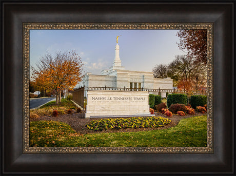 Nashville Temple - Sign in Fall